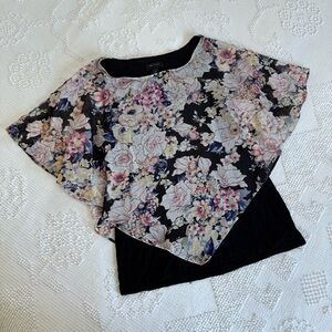 AB Studio women’s size Medium floral poncho layered tank top blouse
